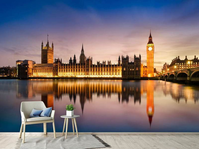Fotobehang Big Ben in de avond, Londen, Engeland