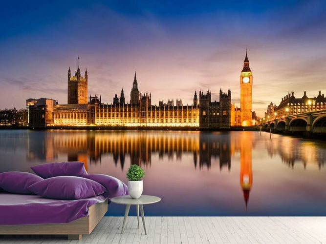 Fotobehang Big Ben in de avond, Londen, Engeland