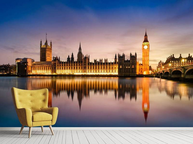Fotobehang Big Ben in de avond, Londen, Engeland