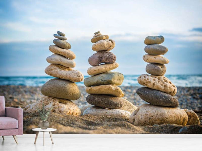 Fotobehang Stapel Stenen, Zen