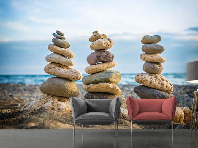 Fotobehang Stapel Stenen, Zen