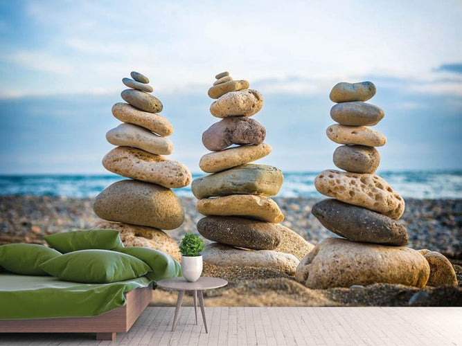 Fotobehang Stapel Stenen, Zen