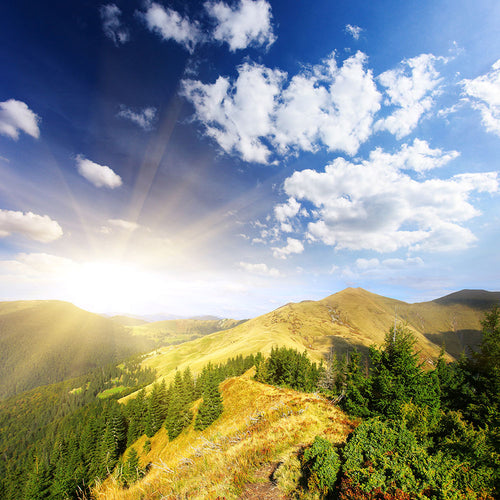 Fotobehang Sunrise In The Mountains