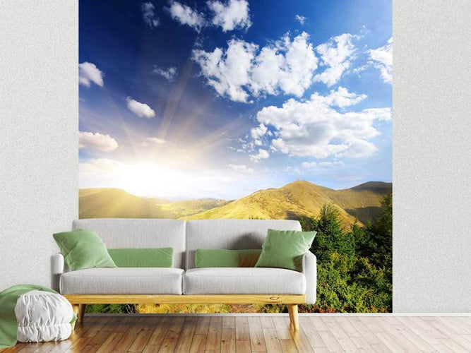 Fotobehang Zonsopkomst in de Bergen