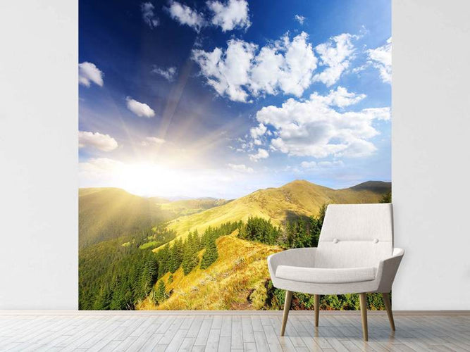 Fotobehang Zonsopkomst in de Bergen