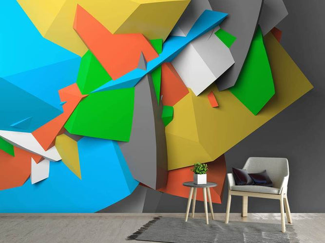 Fotobehang 3D-geometrische figuren, in multikleuren