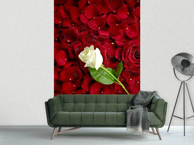 Fotobehang Bed van rozen, romantiek