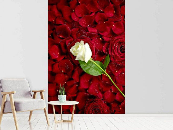 Fotobehang Bed van rozen, romantiek