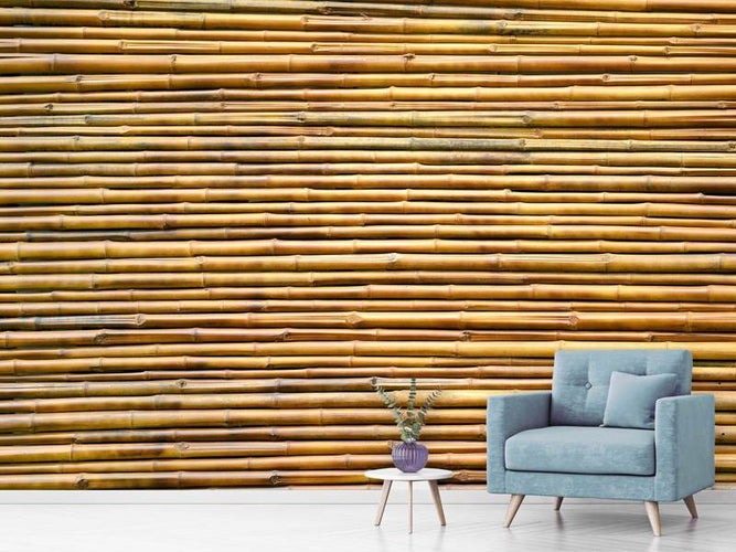 Fotobehang Horizontale muur van Bamboe