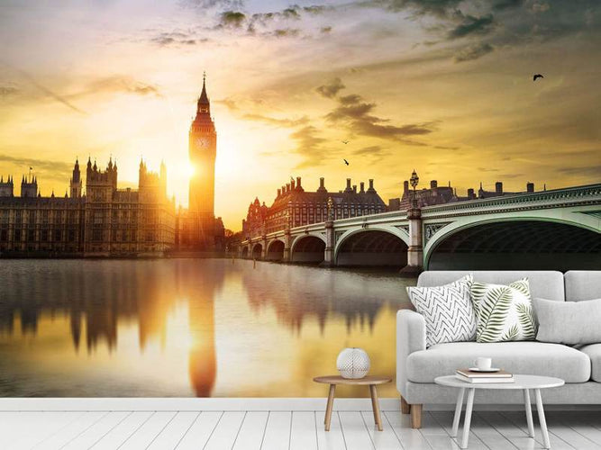 Fotobehang Skyline Big Ben Londen bij zonsondergang