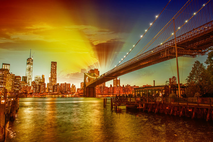 Fotobehang Skyline Brooklyn Bridge NY