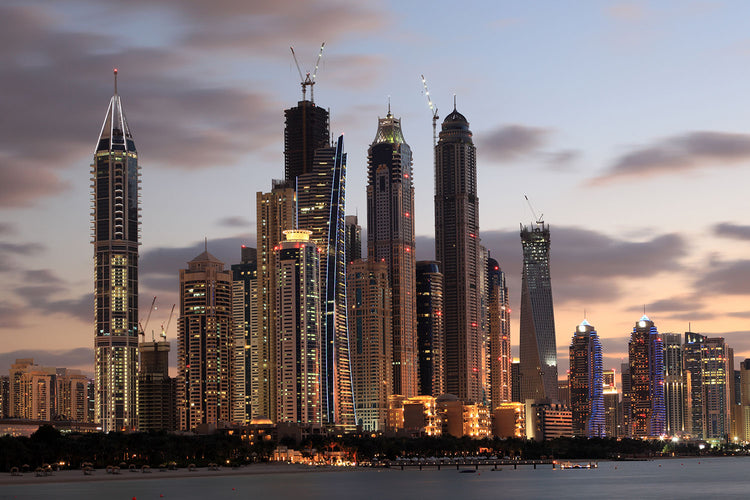 Fotobehang Skyline Dubai At Sunset