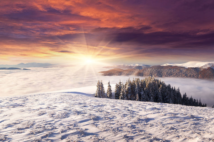 Fotobehang Sunrise Winter Landscape