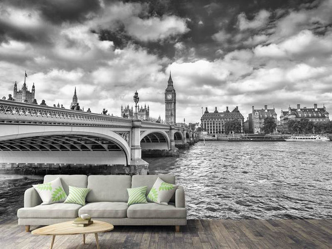 Fotobehang Westminster Bridge, Londen, zwart/wit