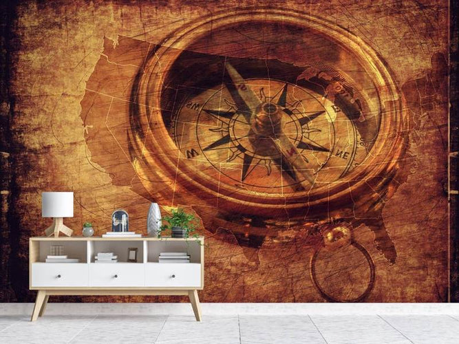 Fotobehang Antiek Kompas