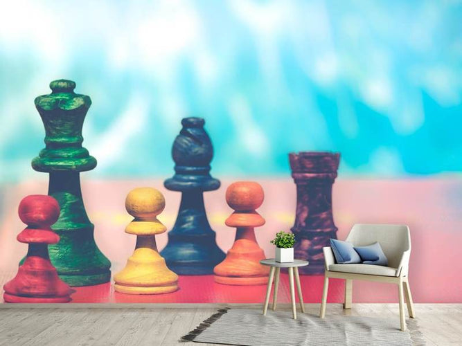 Fotobehang Gekleurd schaakspel