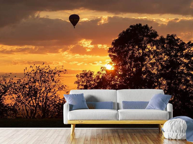 Fotobehang Op naar de zon met de heteluchtballon