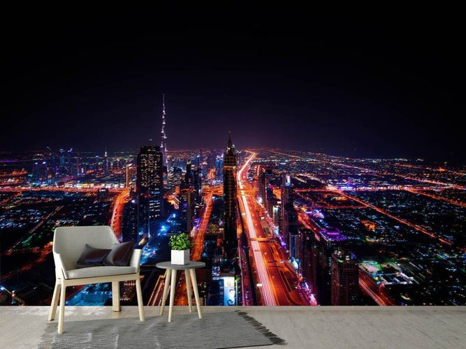 Fotobehang Dubai bij Nacht