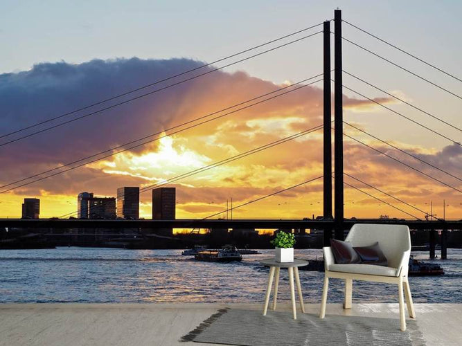 Fotobehang Brug over de Rijn