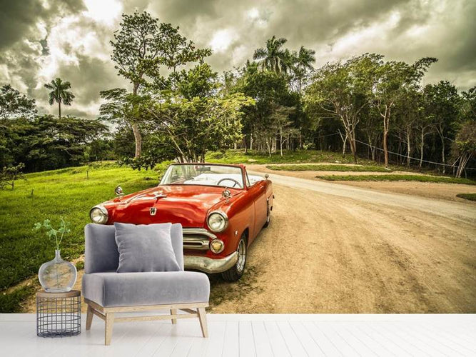 Fotobehang Een oldtimer in Cuba, vintage auto