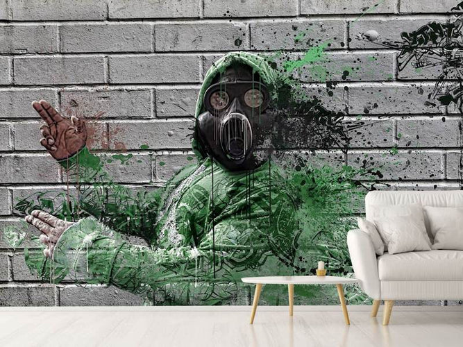Fotobehang Graffiti Gasmasker