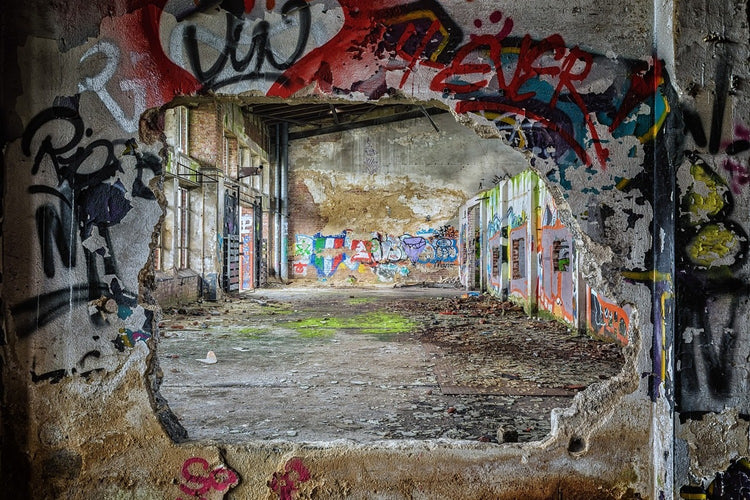 Fotobehang Graffiti in old warehouse