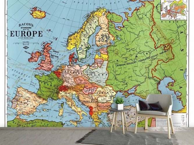 Fotobehang Kaart van Europa