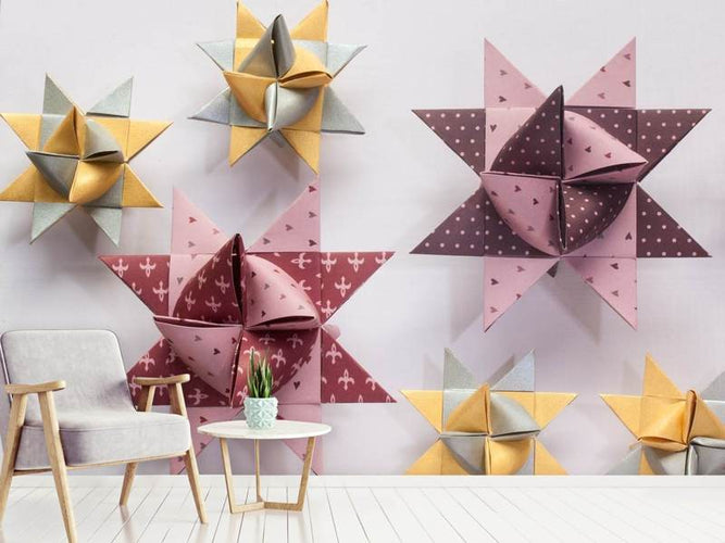Fotobehang Origami kleurrijke sterren