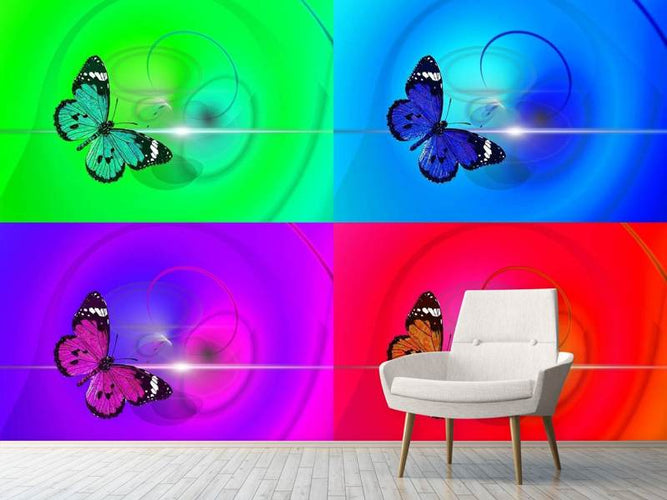 Fotobehang Pop Art Vlinders in Kleuren