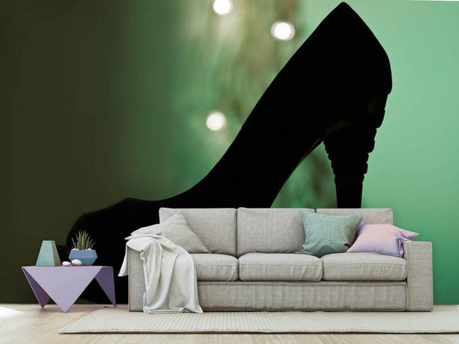 Fotobehang Zwarte high heel, hoge hakken