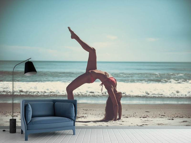 Fotobehang Strand yoga