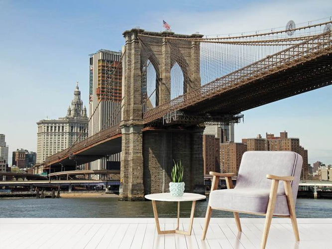 Fotobehang Onder de Brooklyn Bridge