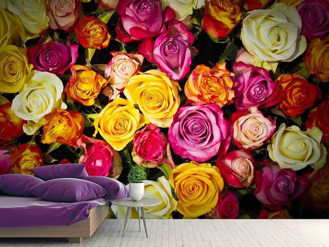 Fotobehang gekleurde roosjes