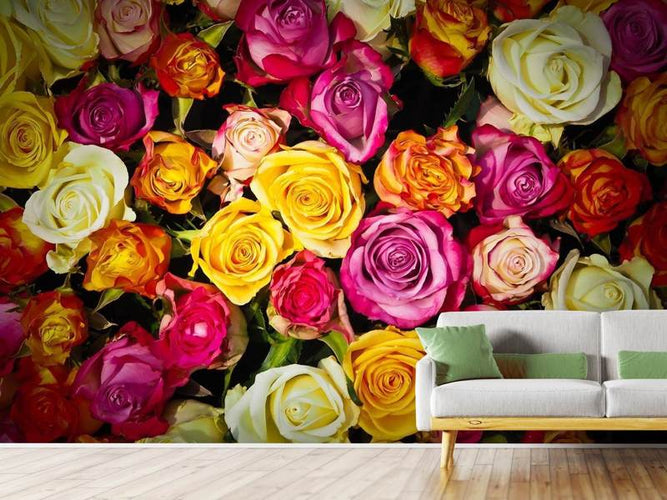 Fotobehang gekleurde roosjes